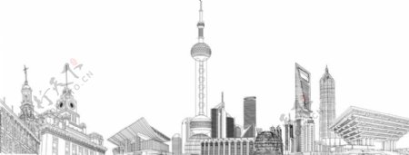 上海城市线稿图片