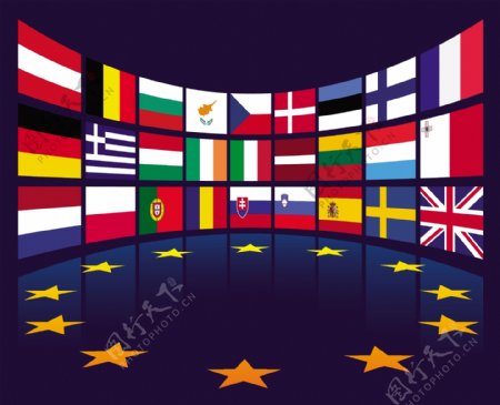 欧盟旗帜矢量素材