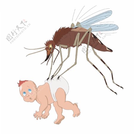 印花矢量图动物昆虫蚊子人物免费素材