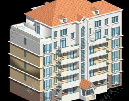 现代简约风格住宅楼设计3D模型素材