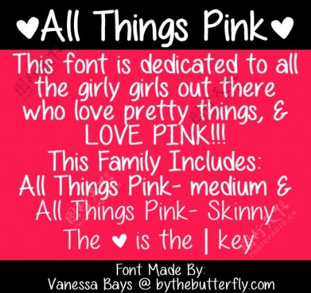 所有的东西都是粉色的字体