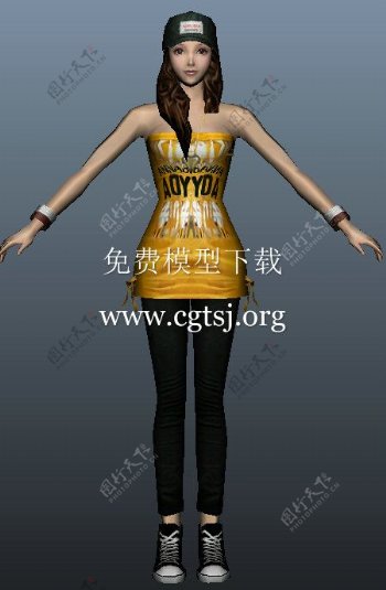 3D游戏人物女孩模型