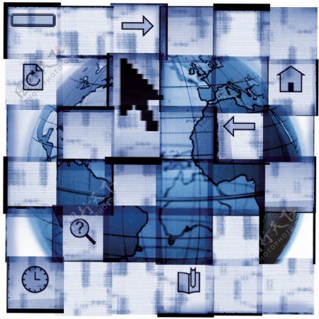 蓝色现代感地球科技图