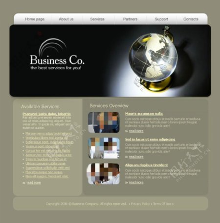商务地球网站psd模板