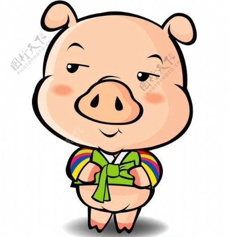 位图卡通动物猪可爱卡通色彩免费素材