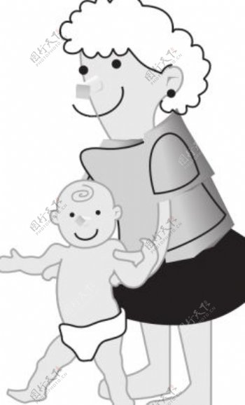 母亲抱着婴儿的矢量图像
