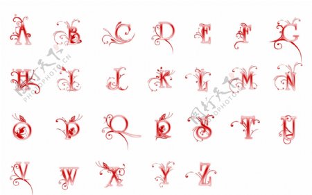 26个艺术花纹字母图片