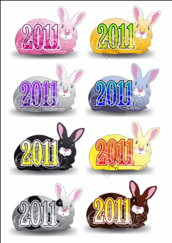 2011个可爱的兔子矢量素材