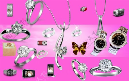 超大清晰珠宝钻石手表手机蝴蝶图片