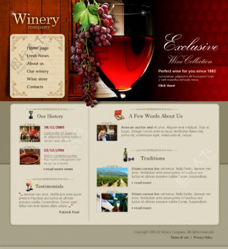 清醇的葡萄酒网站界面欧美网页模板aboutus图片