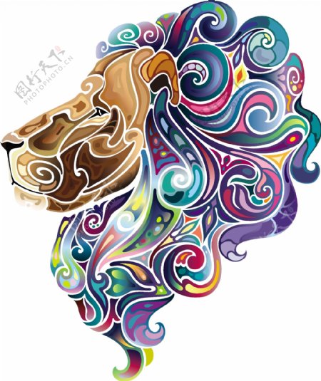 狮头动物纹身刺青