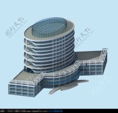 椭圆形大厦建筑群3D建筑模型
