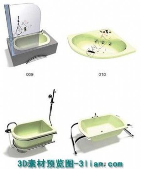 浴缸与洗手盆3D模型