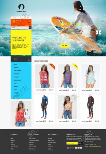 冲浪服饰销售网站模板图片