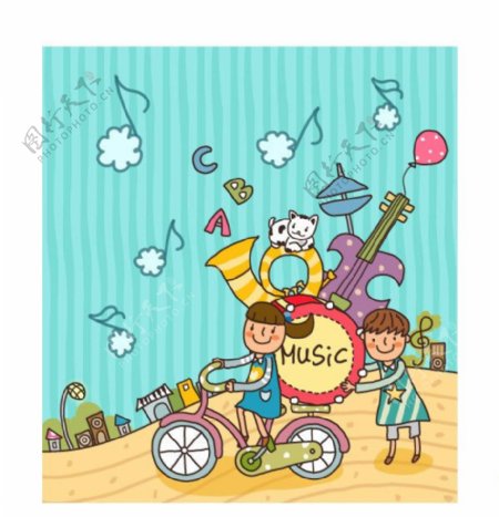 音乐儿童插画图片