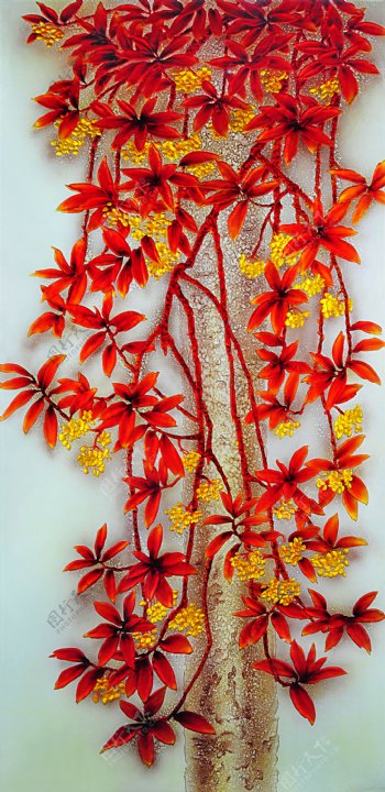 艺术玻璃高清红枫树图片