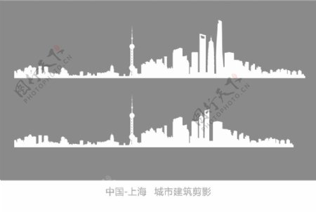 中国上海城市建筑剪影图片
