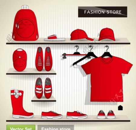 红色时尚服装矢量图片