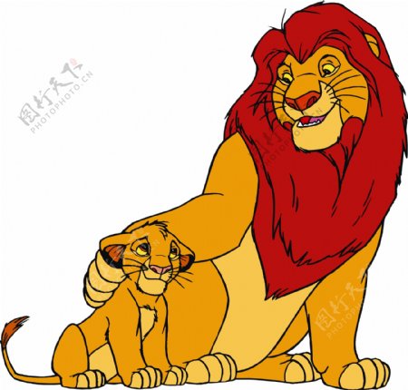 狮子王雄狮和小狮子卡图片