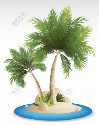 沙滩椰子树背景素材图片