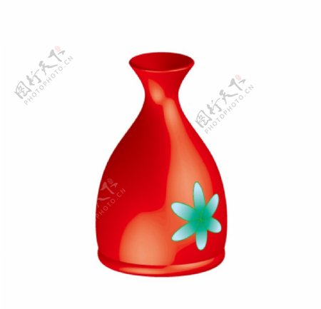 红色花瓶图片