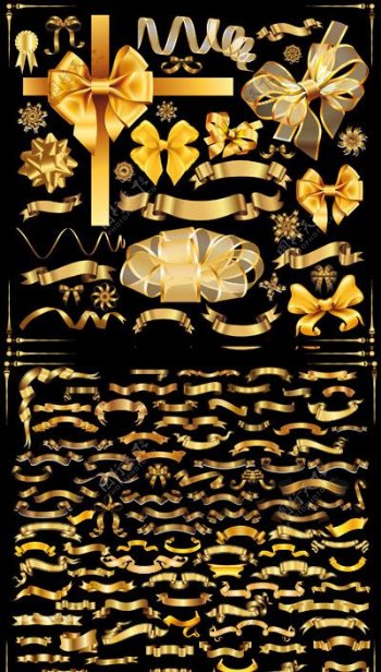 金色横幅缎带蝴蝶结图片