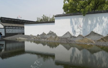 苏州博物馆假山装饰墙图片