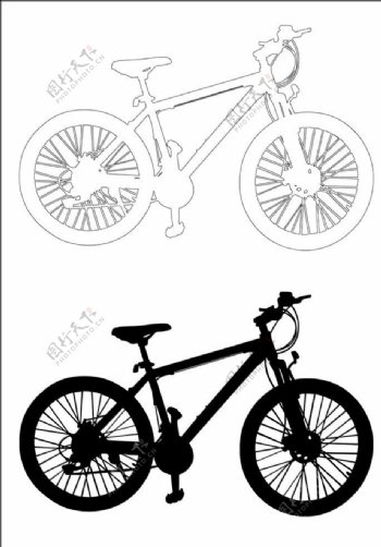 自行车剪影轮廓图图片