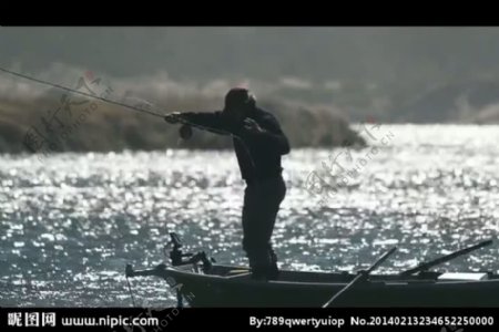 水上钓鱼背景视频