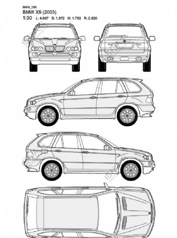 宝马BMWX52003汽车线稿图片