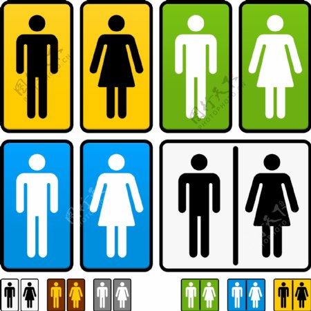 WC厕所标志矢量图片