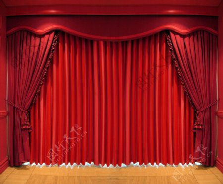 舞台红布幔图片