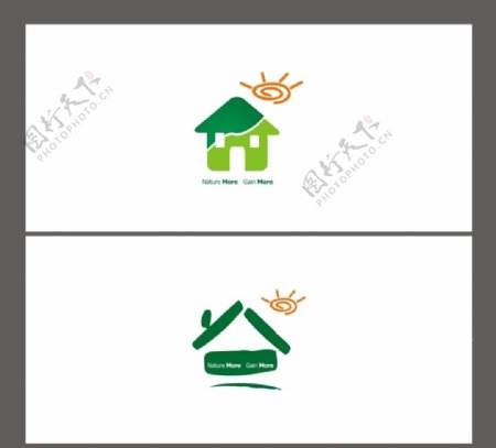 绿色房子标志设计图片