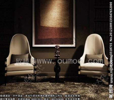 欧式酒店家装用欧式座椅3d模型含材质图片