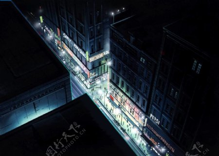 动画背景深夜街道图片