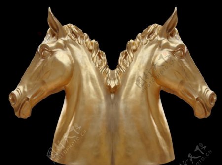 双头马雕塑图片