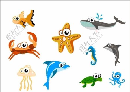 Q版动漫海底动物图片