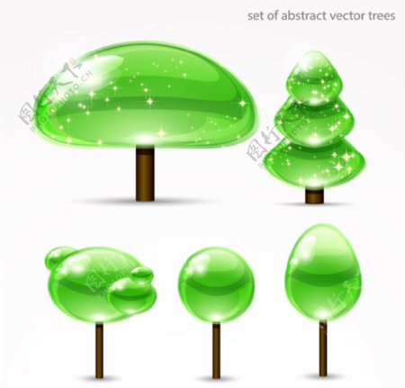 绿色水珠水滴花纹树木图片