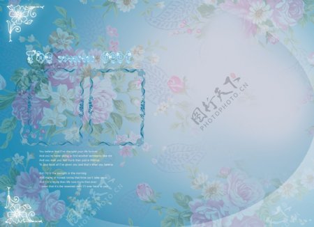 天蓝色花纹素材背景图图片