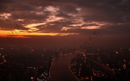 日落珠江图片