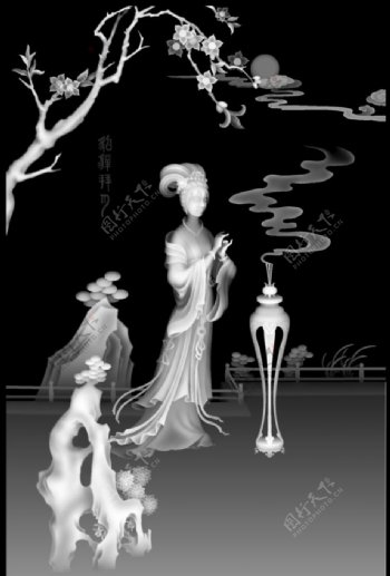 中国古典美女之貂蝉拜月图片