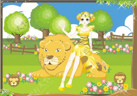 梦幻公主卡通十二生肖狮子座图片