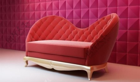 现代中式红色沙发图片