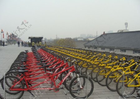 西安城墙单车租赁处图片
