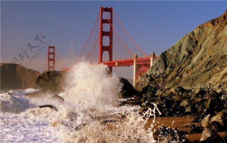 旧金山金门海峡涨潮景观图片