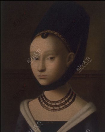 欧洲少女人物肖像油画图片