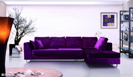 紫色高档客厅沙发套图片
