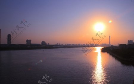 广州珠江日落图片