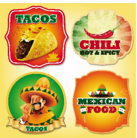 时尚墨西哥美食标签设计图片