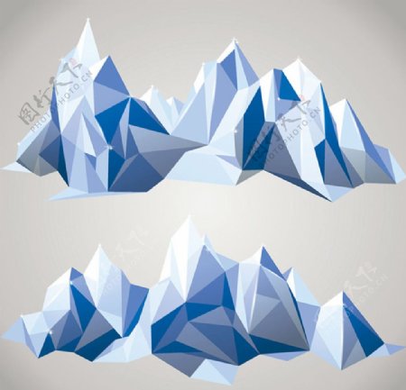 多边形拼接冰山矢量素材图片